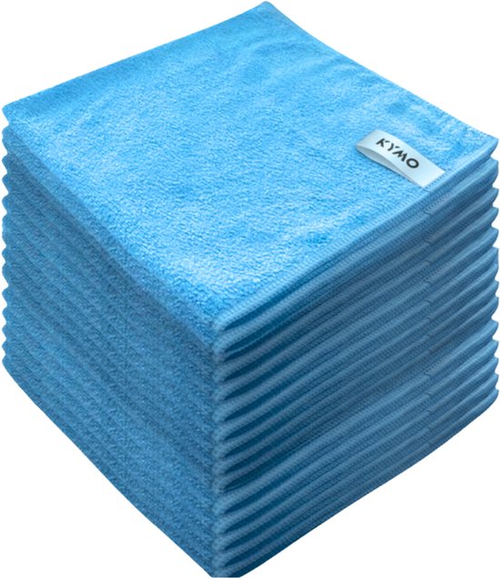 Kymo Blauwe Microvezeldoekjes - 12 Stuks 30 x 30 cm - Wasbaar - Schoonmaakdoekjes - Schoonmaak Auto - Stoomreiniger - Tapijtreiniger