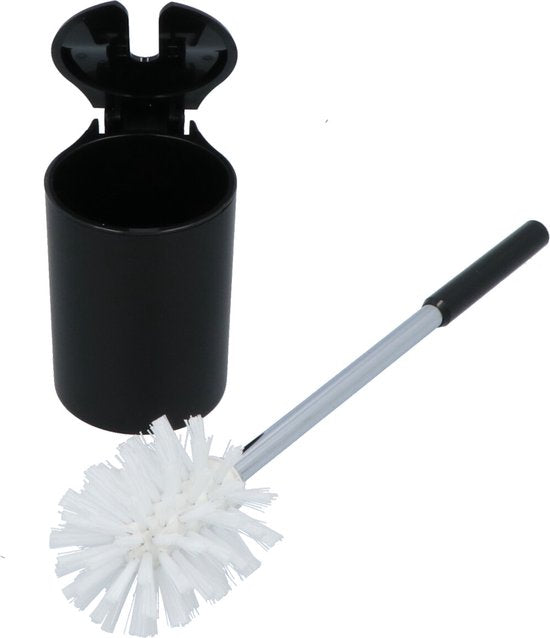 4bathroomz® Dichte Toiletborstel met Wandhouder - Automatische Zwarte Wc borstel
