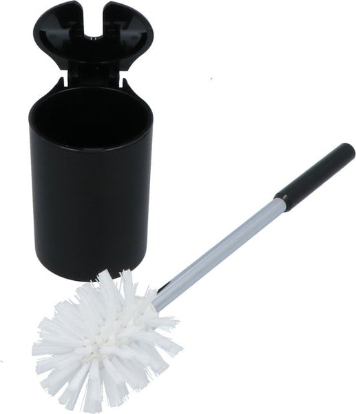 4bathroomz® Dichte Toiletborstel met Wandhouder - Automatische Zwarte Wc borstel
