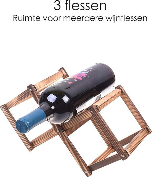 Wijnrek - Wijnflesrek - Wijnfleshouder - Hout - Geschikt voor 3 flessen