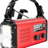 NovaWare NoodRadio Solar Opwindbaar - FM-AM - Powerbank Zonneenergie met 20.000mAh - Survival Noodpakket - Draagbare Radio op batterijen – Rood