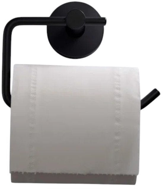 Badkamer Accessoire Set - Zwart – 4-delig – Handdoekstang, WC Rolhouder, Handdoekring & Haak – RVS – Wandbevestiging – Modern Design
