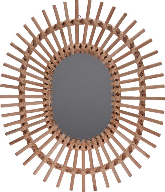 4goodz Wandspiegel Zon ovaal 58x49 cm - Bruin