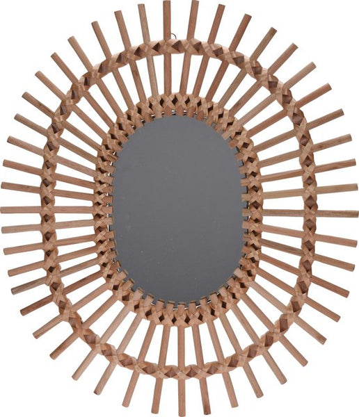 4goodz Wandspiegel Zon ovaal 58x49 cm - Bruin
