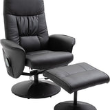 Relaxfauteuil met Massagestoel met voetenbank Kunstleer - Zwart