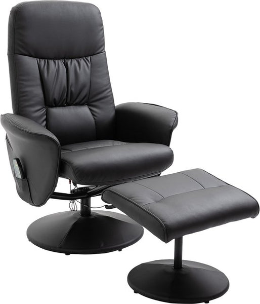 Relaxfauteuil met Massagestoel met voetenbank Kunstleer - Zwart