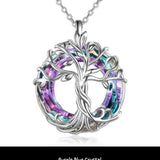 Levensboom met paarse steen - Ketting met hanger levensboom - Keltische boom - Cadeau - Verjaardag - Vaderdag - Moederdag