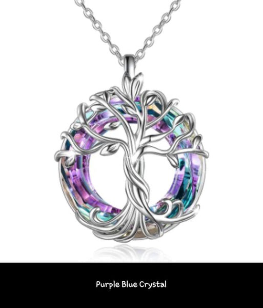 Levensboom met paarse steen - Ketting met hanger levensboom - Keltische boom - Cadeau - Verjaardag - Vaderdag - Moederdag