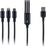FLOKOO 3-in-1 USB Kabel – 1 meter – Snelladen & Dataoverdracht – USB naar USB-C - Micro-USB - Lightning – Nylon Gevlochten – Zwart - Oplaadkabel Telefoon