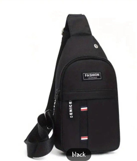 Sasemy - Borsttas Sling Bag Voor Heren - Sling Bag - 2 rits-vakken - Dames - Heren - Zwart #3 - 30 x 16 x 6 - Slingbag - Sbag - Schoudertas - Rugzak - Crossbody bag - Vaderdag Cadeau - Verjaardag Cadeau - Sinterklaas Cadeau - Kerst Cadeau