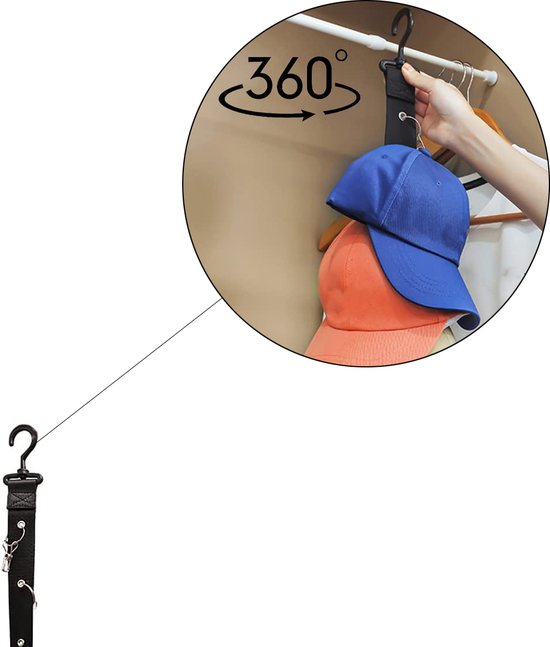 Cap Rack - Zwart - 2 Stuks - 360 Graden Draaibaar - Petten Organizer - Petten Opbergsysteem - Petten Houder - Hat Holder - Petjes Organizer