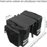Fietstas Zwart - Medium Formaat - 2 Opbergzakken - Veel opbergruimte - Dubbele Zakken - Eenvoudige Installatie - Met Rits om Volledig af te sluiten - Fietstassen Dubbel