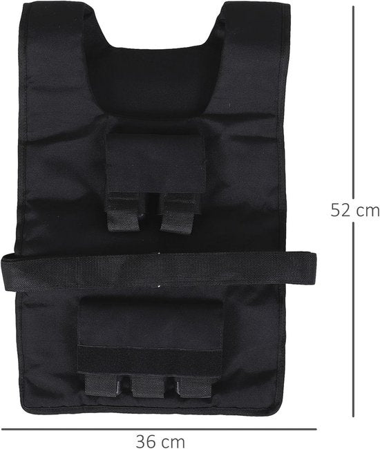 20 kg Gewichtsvest verstelbaar - zwart