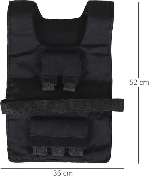 20 kg Gewichtsvest verstelbaar - zwart