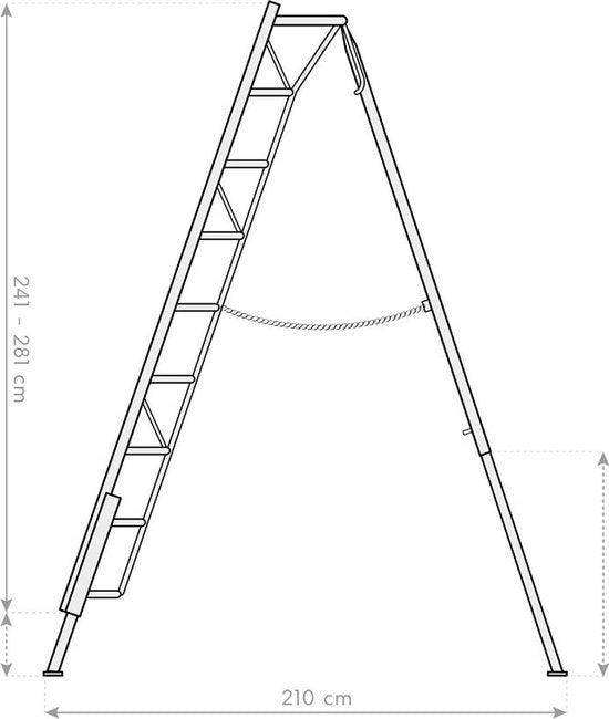 Niwaki 3-poot Tuinladder 270 cm in Hoogte Verstelbaar - Plukladder NW02700