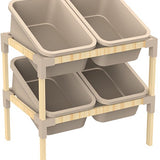 Fixwood 2-laags Opbergrek met 4 Uitneembare Boxen – Speelgoed Organizer - Keukenrek - Multi-functioneel Opbergmeubel – 55 x 39 x 62 cm – Hout & Kunststof