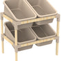 Fixwood 2-laags Opbergrek met 4 Uitneembare Boxen – Speelgoed Organizer - Keukenrek - Multi-functioneel Opbergmeubel – 55 x 39 x 62 cm – Hout & Kunststof