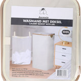 Wasmand met Deksel – Opvouwbare Wasmand – Wasbox 100L – Wassorteerder met Binnenzak – Beige – Voor Badkamer, Slaapkamer en Wasruimte
