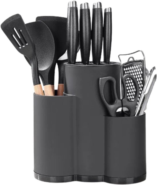 Keukengerei houder - Zwart - Aanrecht Organizer - Pollepel houder - Keuken Organizer - Kunststof - Messenhouder - Messenhouder - Messenblok