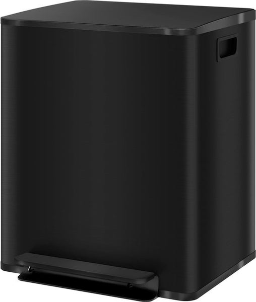 Pedaalemmer met 2x25L compartimenten - Soft-Close deksel - Zwart