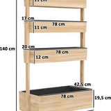 Verhoogde Plantenbak Hout - 4-laags Plantenrek met Drainage - 88,5 x 45 x 140 cm