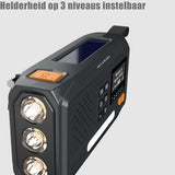 NovaWare® Noodradio Solar Opwindbaar - Powerbank Zonneenergie met 4500mAh - DAB+-FM - Noodpakket - Bluetooth speaker - Draagbare Radio – Oplaadbaar & Op Batterijen - Grijs