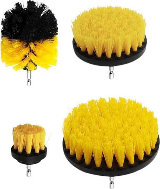 Borstelset voor Boormachine - 4 Delig - 50mm - 89mm - 100mm - 120mm - Schrobborstel Opzetstuk - Boorborstels - Reinigingsborstels voor Buiten en Binnen
