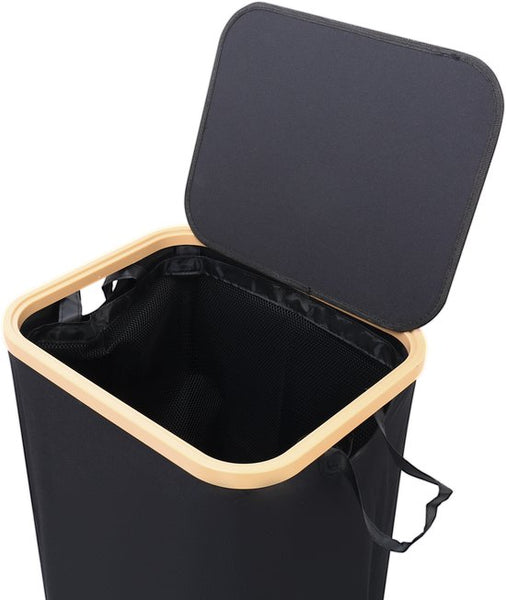 Wasmand met Deksel – Opvouwbare Wasmand – Wasbox 100L – Wassorteerder met Binnenzak – Beige – Voor Badkamer, Slaapkamer en Wasruimte