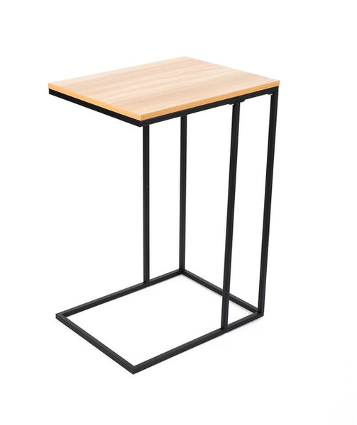 Bijzettafel Industrieel – Laptoptafel Bank – C-vorm Tafel – Smalle Bijzettafel – Houtlook Blad – Metaal Frame – Voor Woonkamer en Slaapkamer
