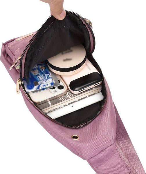 Sasemy - Borsttas Sling Bag Voor Dames - Sling Bag - 2 rits-vakken - Dames - Heren - Roze - Bloemen print #9 - 30 x 16 x 6 - Reistas- Schoudertas - Rugzak - Crossbody bag - Moederdag Cadeau - Verjaardag Cadeau - Sinterklaas Cadeau - Kerst Cadeau