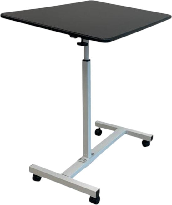 Laptoptafel op Wieltjes - 60 x 40 cm - In Hoogte Verstelbaar - Zwart - Wit - Ontbijttafel op Wielen - Bedtafel