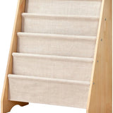 Kinderboekenkast - Bruin - Hout met Linnen - Kinderboekenrek - Boekenrek Kinderkamer