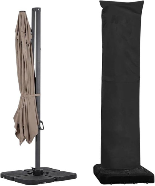 Parasolhoes Zweefparasol Waterafstotend 250 x 55 cm – Parasol Beschermhoes met Rits, Stok & Trekkoord – UV-bestendige Hoes voor Staande en Zweefparasol – Weerbestendige Tuinmeubel Bescherming Zwart