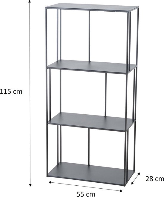 Metalen Wandkast Tripoli - Afmeting 28x55x115 cm - Zwart