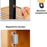 Bamboe Hoge Badkamerkast Kolomkast 30x38x170 cm Bruin/Zwart