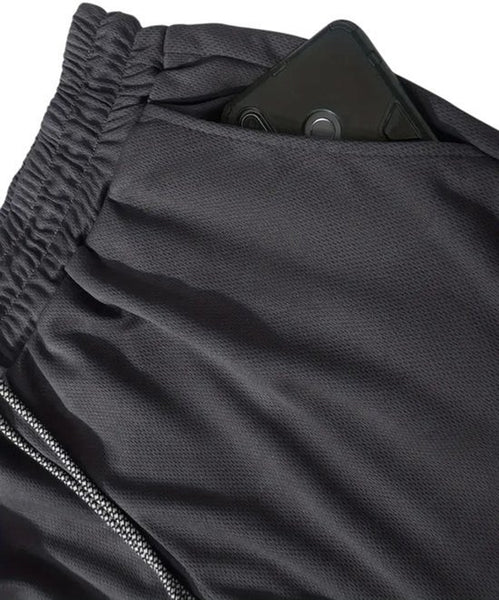 SparkNine Stridex fitness short heren - dubbellaags - met telefoonzak - S - grijs - sneldrogend - met handdoeklus & zakken - functioneel & comfortabel