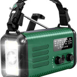 NovaWare NoodRadio Solar Opwindbaar - FM-AM - Powerbank Zonneenergie met 20.000mAh - Survival Noodpakket - Draagbare Radio op batterijen – Groen