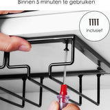 Wijnglazenhouder - 2 Stuks - Zwart - 12 Glazen - 40 cm x 22,5 cm x 6 cm - Wijnglazenrek - Wijnglazenhouder Ophangrek - Glasophangrek - Glazenrek - Wijnglazen houder - Wijnrek