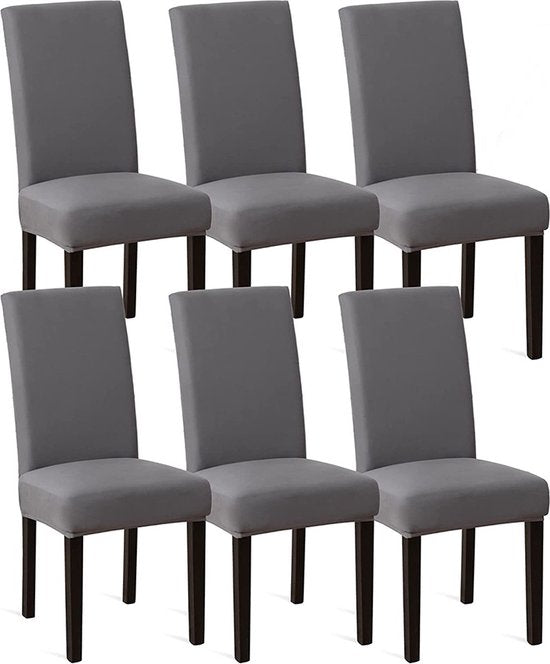 Stoelhoezen - Eetkamerstoel Hoes - 6 Stuks - Grijs - Bescherm stijlvol je stoelen - Eetkamerstoel Hoes Stretch