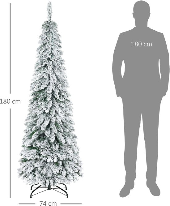 Kunstkerstboom Smal met Sneeuw - 180 cm - Ø74 cm