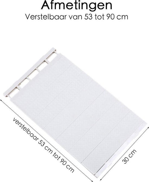 Kastplank - Verstelbaar - Legplank - Draagt tot 25 kg - 53-90x30 cm - Wit