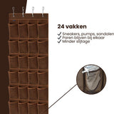 Schoenenkast Hangend - Schoenenzak 24 vakken - Opbergen van Schoenen aan Deur - Schoenenzak Bruin - Oplossing voor rondslingerende schoenen - Hoogwaardige Schoenenkast