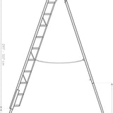 Niwaki Driepoot Tuinladder 330 cm Verstelbaar/ Snoeiladder Tripod Ladder