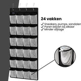 Schoenenkast Hangend - Schoenenzak 24 vakken - Opbergen van Schoenen aan Deur - Schoenenzak Zwart - Wit - Oplossing voor rondslingerende schoenen - Hoogwaardige Schoenenkast