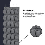 Schoenenkast Hangend - Schoenenzak 24 vakken - Opbergen van Schoenen aan Deur - Schoenenzak licht grijs - Oplossing voor rondslingerende schoenen - Hoogwaardige Schoenenkast