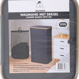 Wasmand met Deksel – Opvouwbare Wasmand – Wasbox 100L – Wassorteerder met Binnenzak – Zwart – Voor Badkamer, Slaapkamer en Wasruimte