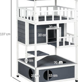 4goodz Kattenhuis Winterbestendig 75 x 75 x 137 cm - Grijs