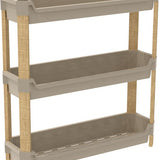Fixwood 3-laags Modulair Opbergrek – Natuurlijke Houtlook & Crèmekleur – Badkamerrek, Keukenrek of Plantenrek – Stevig & Stapelbaar – 60x20x70 cm