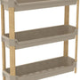 Fixwood 3-laags Modulair Opbergrek – Natuurlijke Houtlook & Crèmekleur – Badkamerrek, Keukenrek of Plantenrek – Stevig & Stapelbaar – 60x20x70 cm