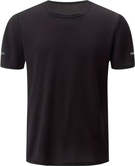 SparkNine Ironlite sport t-shirt heren met reflecterende strepen - XL - zwart - zweetbestendig - lichtgewicht & sneldrogend